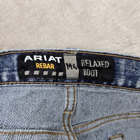Ariat Rebar M4 Jeans Mens 40x30 (Fits 42x28) Blue Relaxed Boot Cut LoopLock - Picture 7 of 16